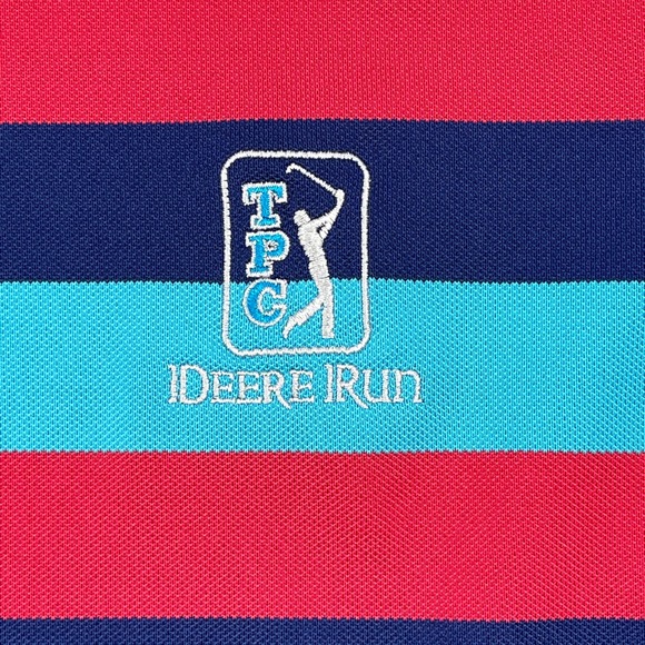 RLX Ralph Lauren Mens Medium Red Blue Navy Striped Golf Polo Shirt - Picture 5 of 7